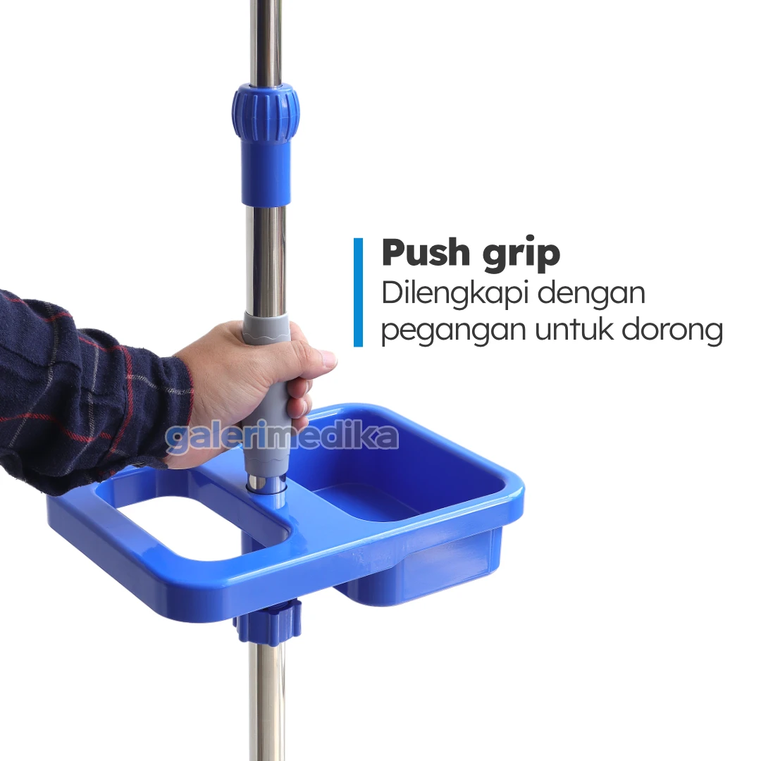 Tiang Infus OneHealth OH-TI02 Stainless Steel IV Infusion Stand with Storage Tray Tiang Infus OneHealth OH-TI02 Stainless Steel IV Infusion Stand with Storage Tray