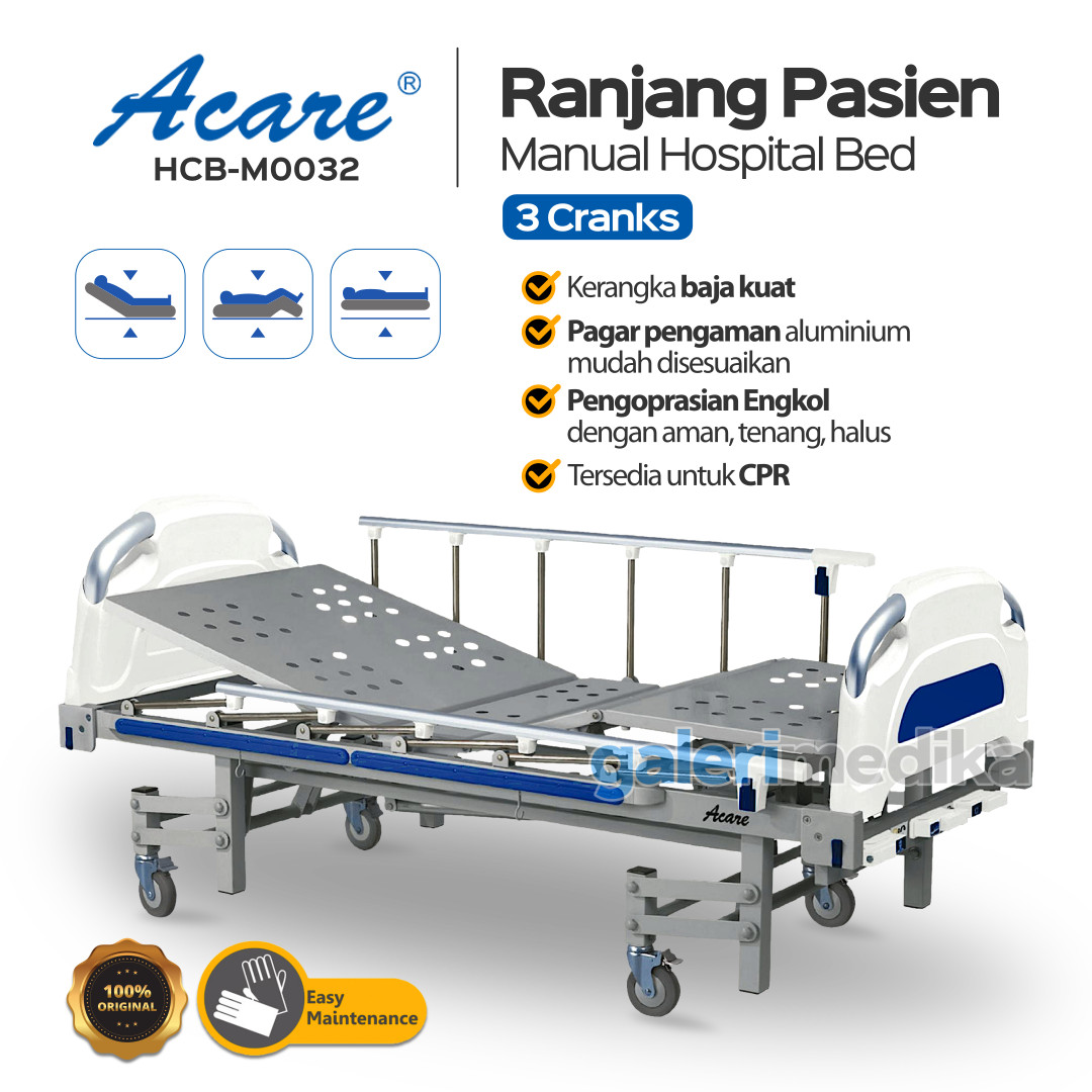 Ranjang Pasien Acare HCB-M0032 - Hospital Bed 3 Crank Manual