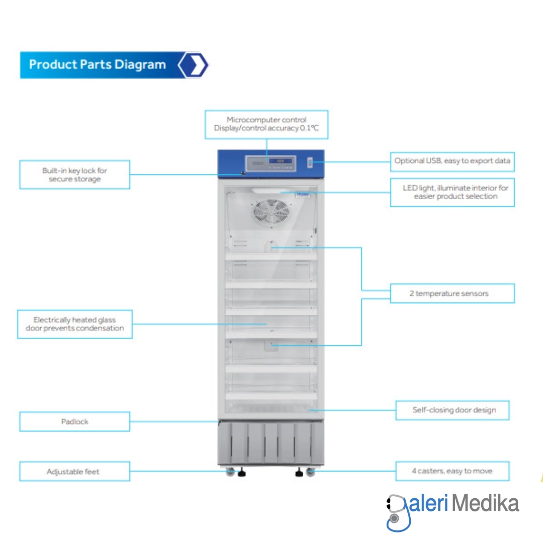 Kulkas Farmasi 309 Liter Haier HYC-309 Pharmaceutical Refrigerator Single Door Kulkas Farmasi 309 Liter Haier HYC-309 Pharmaceutical Refrigerator Single Door