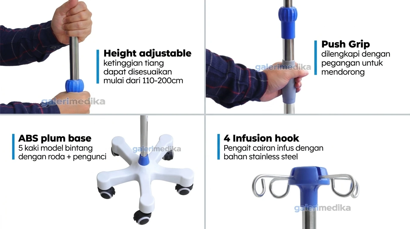 Panduan Memilih Tiang Infus Stainless Steel OneHealth: Tipe OH-TI01 vs OH-TI02